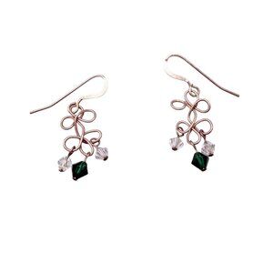 Earrings Dangle Celtic Knot Wire Beaded Sterling Silver 1.5 inches